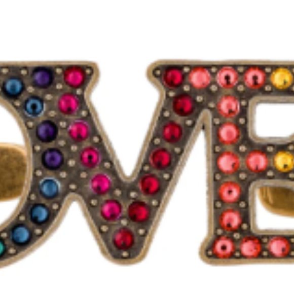 Gucci Crystal 'LOVED' Palm Cuff Gold-Tone Metal &amp; CrystalIncludes Designer B - Picture 3 of 5